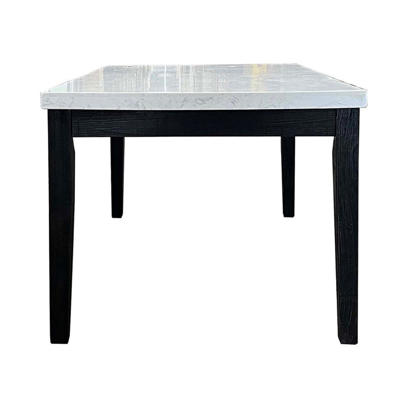 Nolan Dining Table, White Natural Marble Top & Salvage Dark Oak Finish Acme