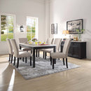 Nolan Dining Table, White Natural Marble Top & Salvage Dark Oak Finish Acme