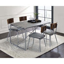 Jurgen Dining Table, Faux Concrete & Silver Finish Acme