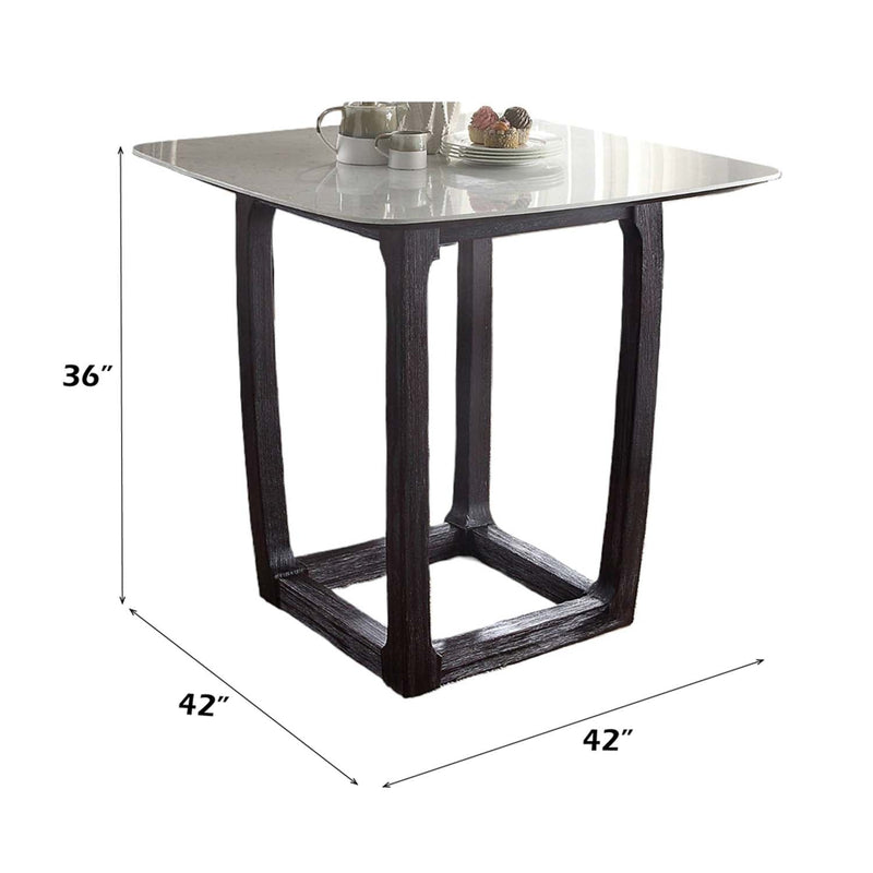 Razo Counter Height Table, Marble Top & Weathered Espresso Finish Acme