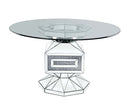 Noralie Dining Table, Clear Glass, Mirrored & Faux Diamonds Acme