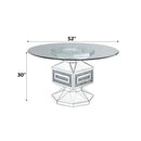 Noralie Dining Table, Clear Glass, Mirrored & Faux Diamonds Acme