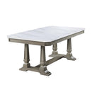 Zumala Dining Table, Marble Top & Weathered Oak Finish Acme
