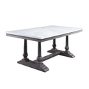 Yabeina Dining Table, Marble Top Top & Gray Oak Finish Acme