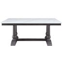 Yabeina Dining Table, Marble Top Top & Gray Oak Finish Acme