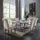 Yabeina Dining Table, Marble Top Top & Gray Oak Finish Acme