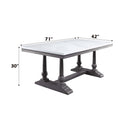 Yabeina Dining Table, Marble Top Top & Gray Oak Finish Acme