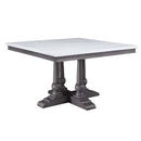 Yabeina Square Dining Table, Marble Top Top & Gray Oak Finish Acme