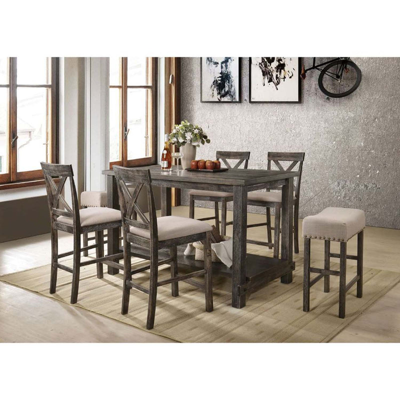 Martha II Counter Height Table, Weathered Gray Finish Acme