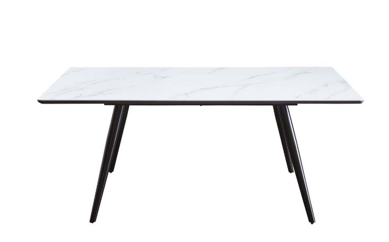 Caspian Dining Table, White Printed Faux Marble Top & Black Finish Acme