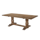 Leventis Dining Table, Weathered Oak Finish Acme