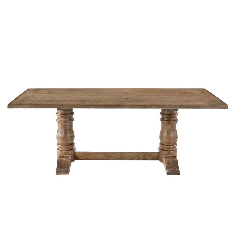 Leventis Dining Table, Weathered Oak Finish Acme