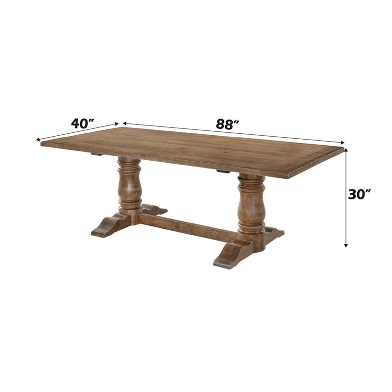 Leventis Dining Table, Weathered Oak Finish Acme