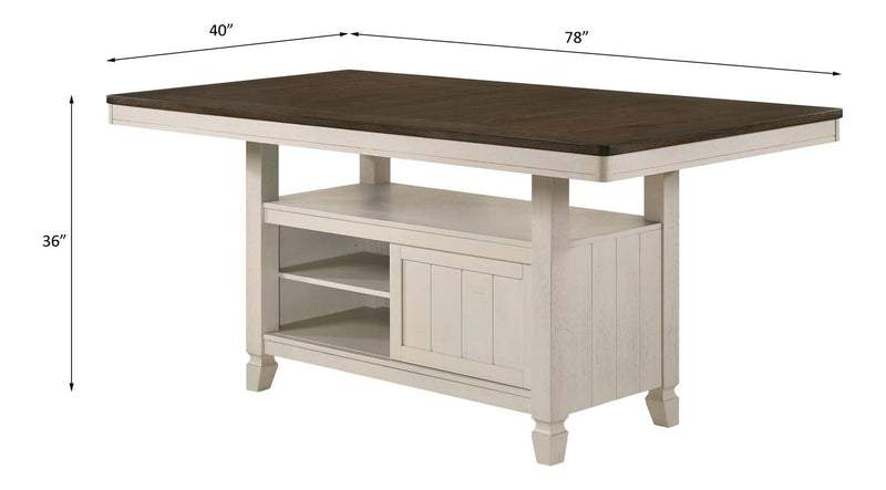 Tasnim Counter Dining Table, Oak & Antique White Finish Acme