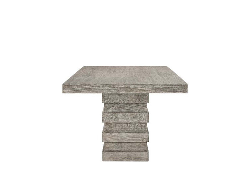 Faustine Dining Table, Salvaged Light Oak Finish Acme