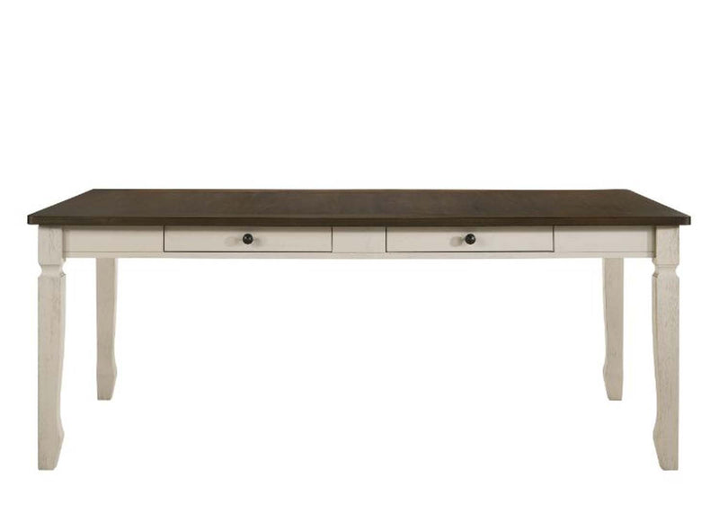 Fedele Dining Table, Weathered Oak & Cream Finish Acme
