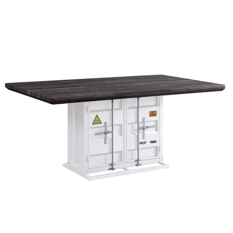 Cargo Dining Table, Antique Walnut & White Finish Acme