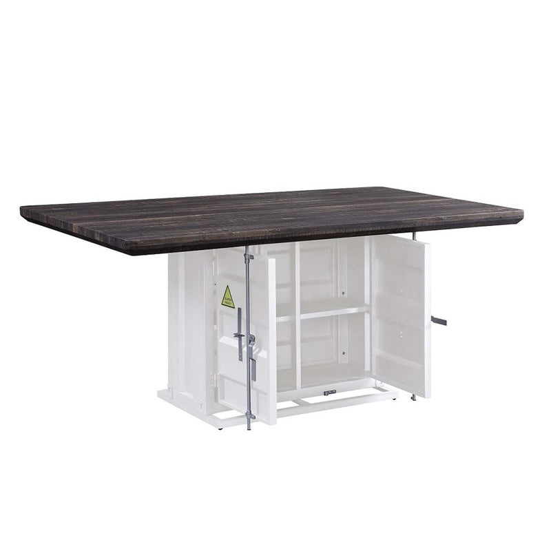 Cargo Dining Table, Antique Walnut & White Finish Acme
