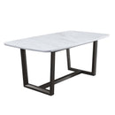 Madan Dining Table, Marble Top & Weathered Gray Finish Acme