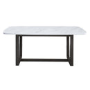 Madan Dining Table, Marble Top & Weathered Gray Finish Acme