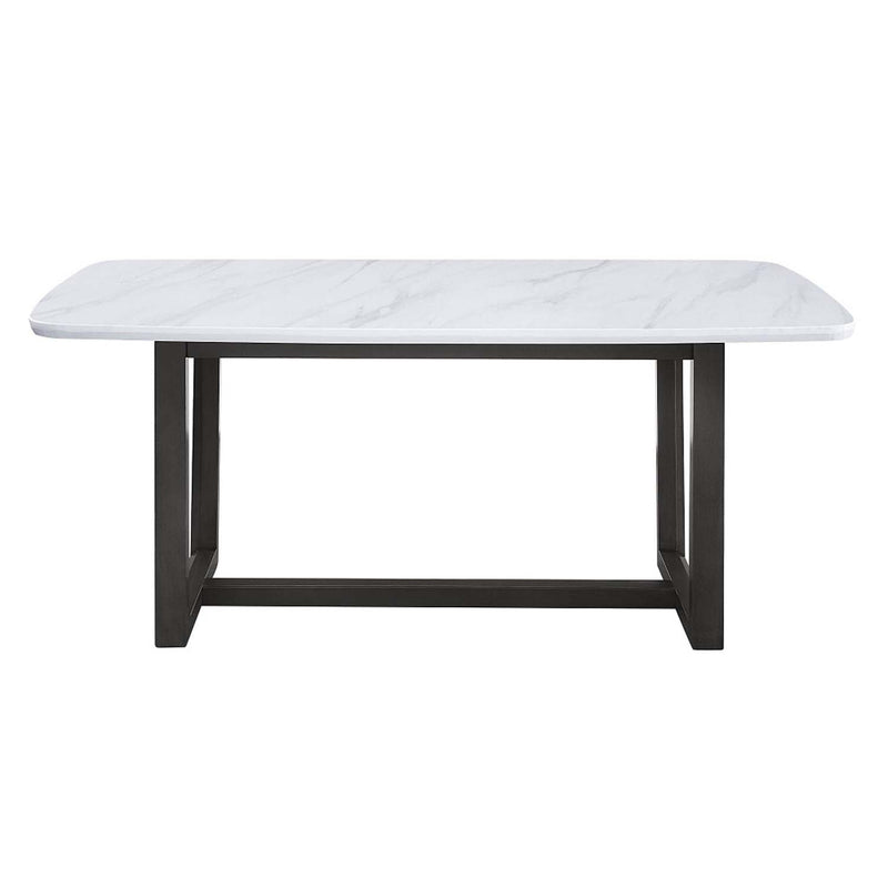 Madan Dining Table, Marble Top & Weathered Gray Finish Acme