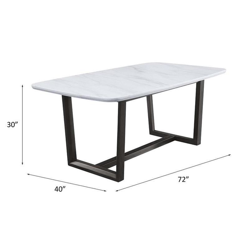 Madan Dining Table, Marble Top & Weathered Gray Finish Acme