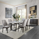 Madan Dining Table, Marble Top & Weathered Gray Finish Acme