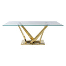Barnard Dining Table, Clear Glass & Mirrored Gold Finish Acme