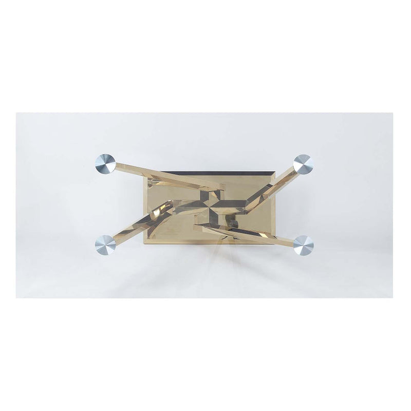 Barnard Dining Table, Clear Glass & Mirrored Gold Finish Acme