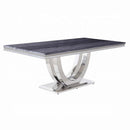 Cambrie Dining Table, Engineering Stone Top & Mirrored Silver Finish Acme