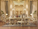 Seville Dining Table w/Pedestal Base, Gold Finish Acme
