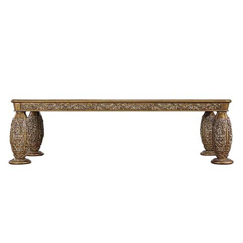 Constantine Dining Table, Brown & Gold Finish Acme