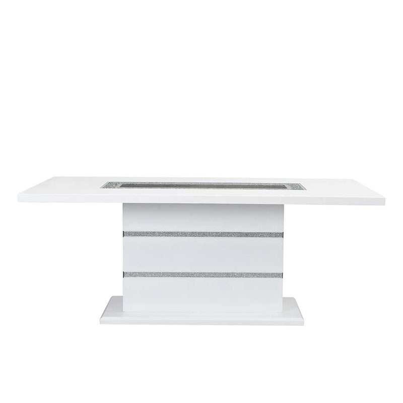 Elizaveta Dining Table w/Pedestal Base, Faux Crystal Diamonds Acme