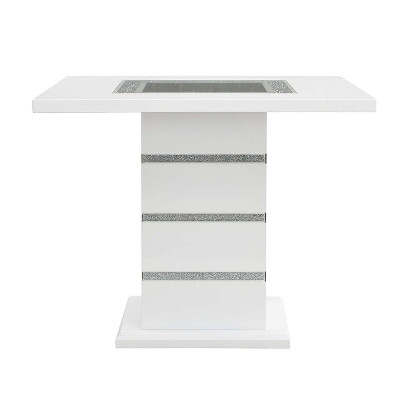 Elizaveta Counter Height Table w/Pedestal Base, Faux Crystal Diamonds Acme
