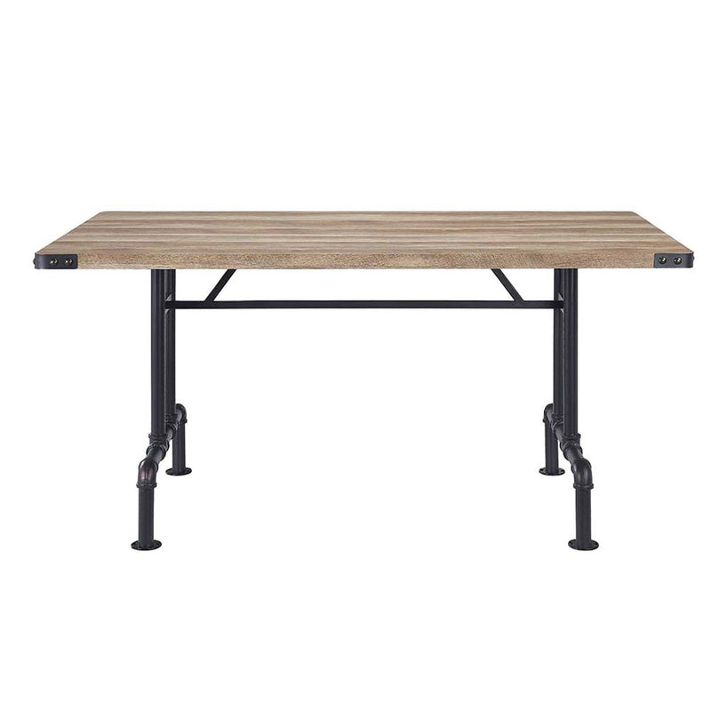 Edina Dining Table, Oak & Sandy Black Finish Acme