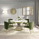 Fallon Dining Table, Engineered Stone, Top & Mirrored Gold Finish Acme