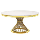 Fallon Dining Table, Engineered Stone, Top & Mirrored Gold Finish Acme