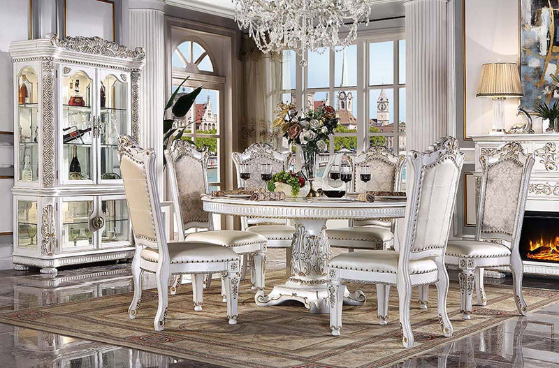 Vendome Round Dining Table w/Pedestal Base, Antique Pearl Finish Acme