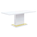 Gaines Dining Table w/Pedestal Base, White High Gloss Finish Acme