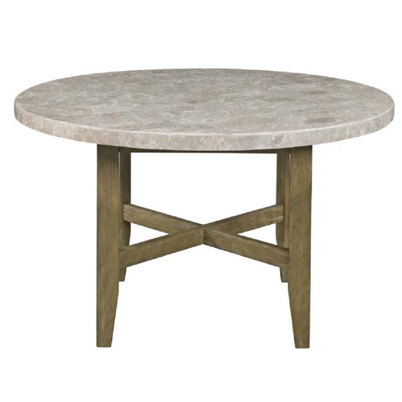 Karsen Dining Table, Natural Marble Top & Rustic Oak Finish Acme