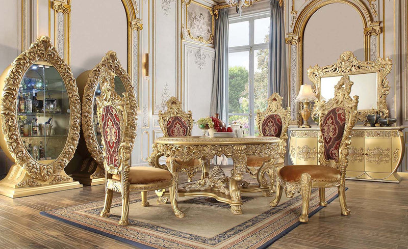Bernadette Round Dining Table, Gold Finish Acme