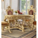 Bernadette Round Dining Table, Gold Finish Acme