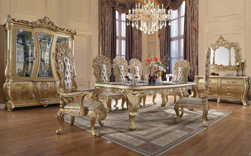 Cabriole Dining Table, Gold Finish Acme