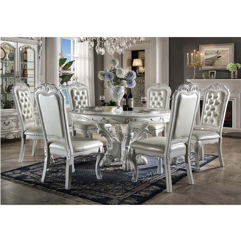 Dresden Round Dining Table, Bone White Finish Acme