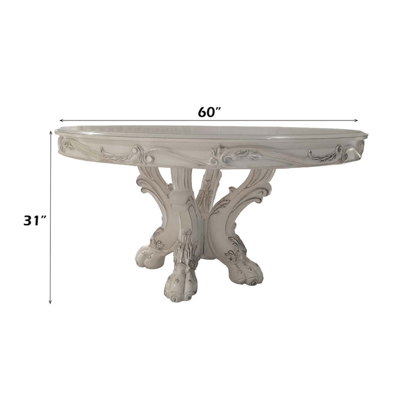 Dresden Round Dining Table, Bone White Finish Acme
