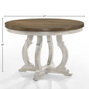 Cillin Round Dining Table, Walnut & Antique White Finish Acme