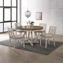 Cillin Round Dining Table, Walnut & Antique White Finish Acme