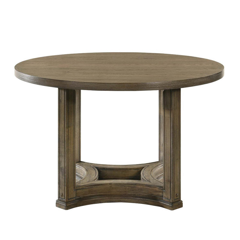 Parfield Round Dining Table, Weathered Oak Finish Acme