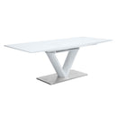 Gallegos Dining Table w/Leaf, White High Gloss Finish Acme