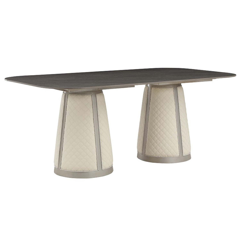 Kasa Dining Table, Sintered Stone Top & Champagne Finish Acme
